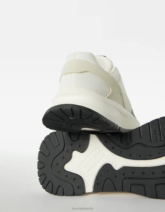 Weiss Bershka Männer kombinierte Stoffsneaker H00J3514