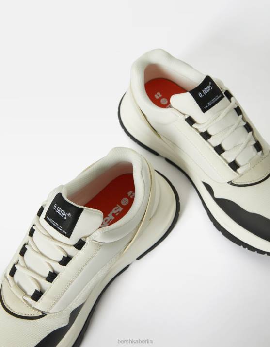Weiss Bershka Männer kombinierte Stoffsneaker H00J3514