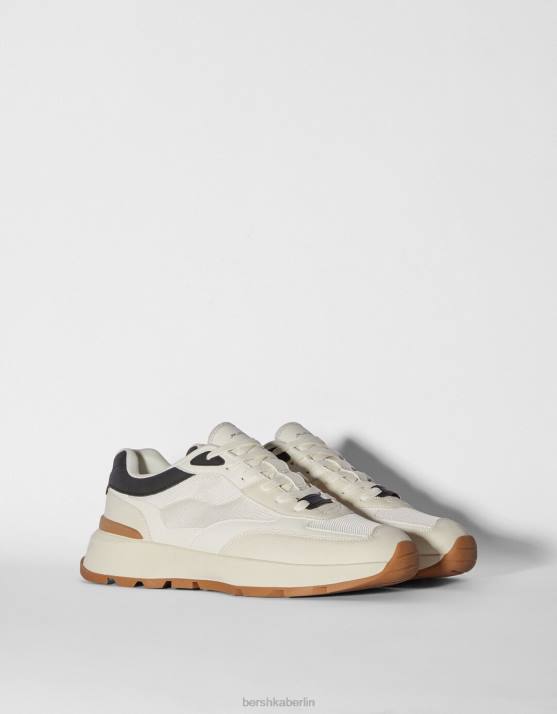 Weiss Bershka Männer kontrastierende Mesh-Sneaker H00J3531