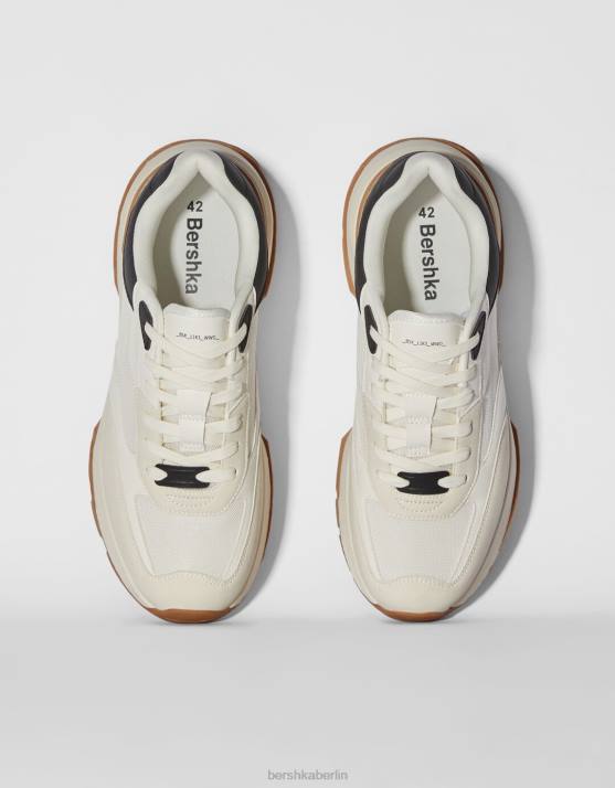 Weiss Bershka Männer kontrastierende Mesh-Sneaker H00J3531