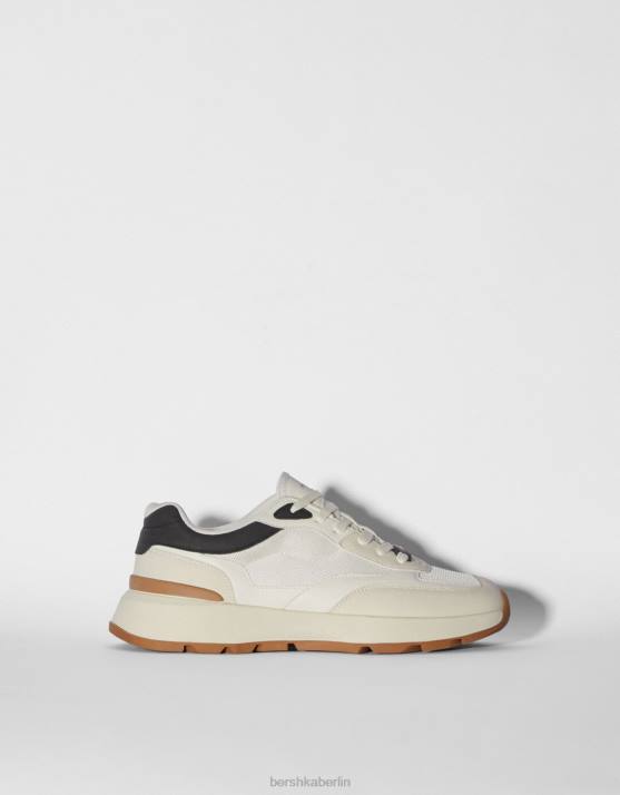 Weiss Bershka Männer kontrastierende Mesh-Sneaker H00J3531