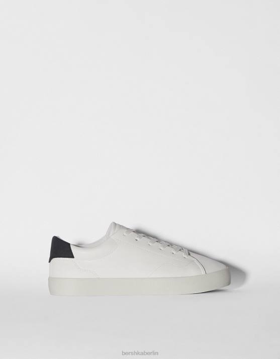 Weiss Bershka Männer kontrastierende Turnschuhe H00J3445