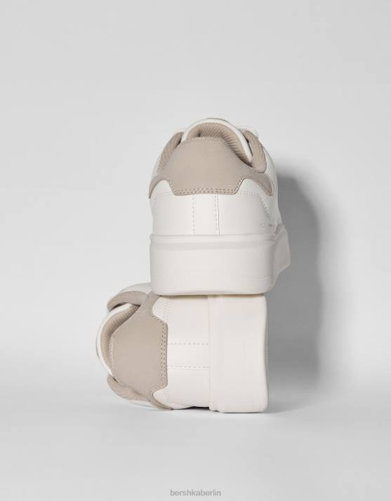 Weiss Bershka Männer kontrastierende Turnschuhe H00J3454