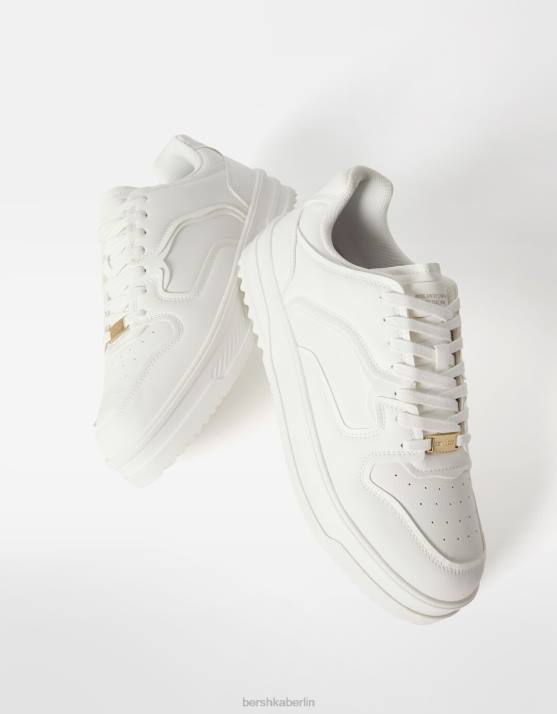 Weiss Bershka Männer mehrschichtige Sneaker H00J3443