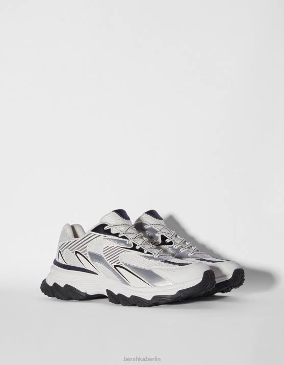 Weiss Bershka Männer mehrteilige Sneaker H00J3516