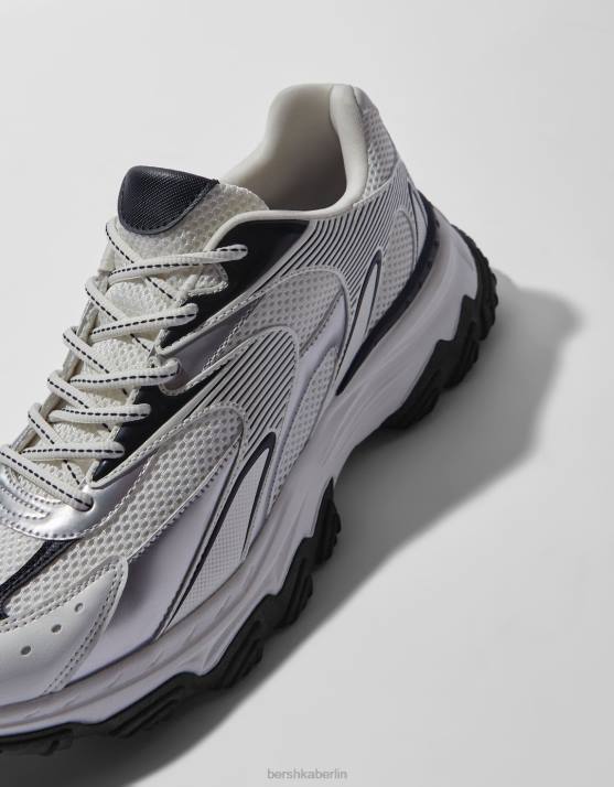Weiss Bershka Männer mehrteilige Sneaker H00J3516