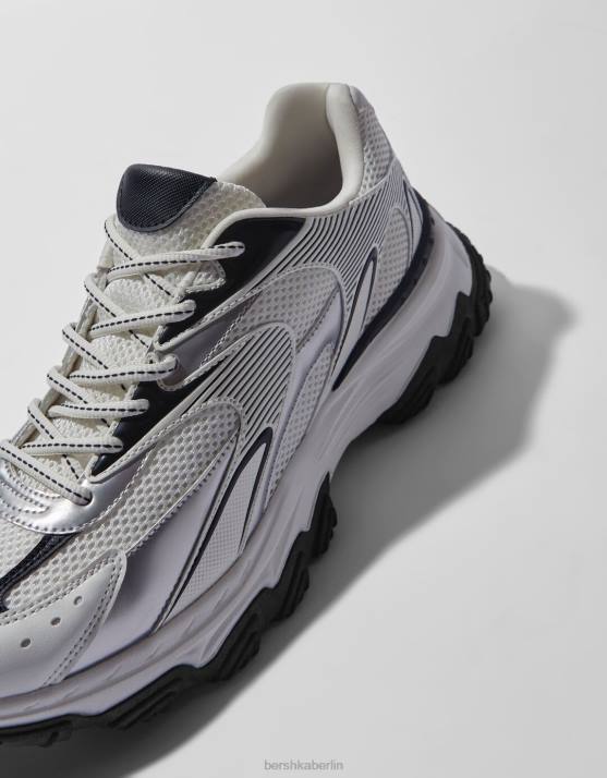 Weiss Bershka Männer mehrteilige Sneaker H00J3533