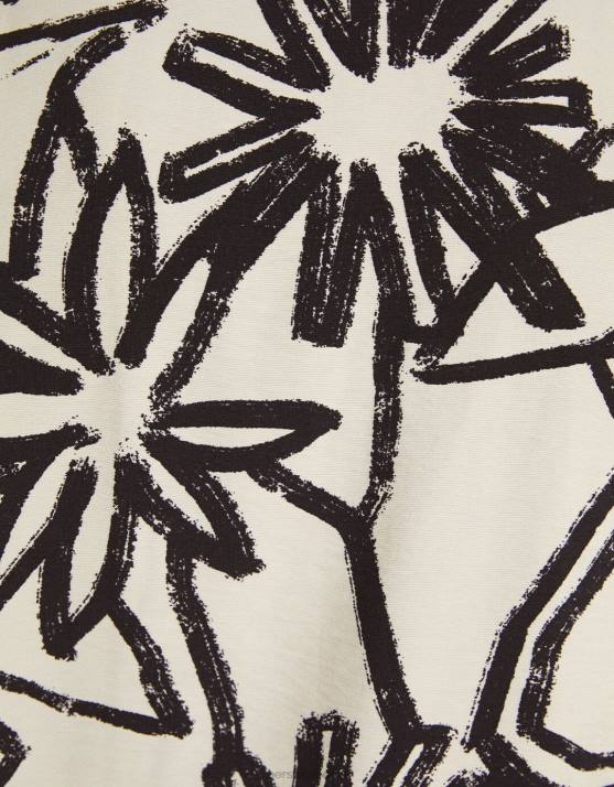 Creme Bershka Männer Kurzarmhemd mit rustikalem Aufdruck H00J2890