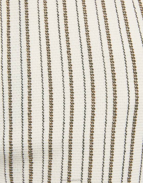 Creme Bershka Männer Rustikales, gestreiftes Kurzarmhemd H00J2925