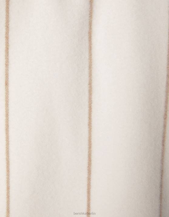 Creme Bershka Männer gestreiftes Überhemd H00J2938