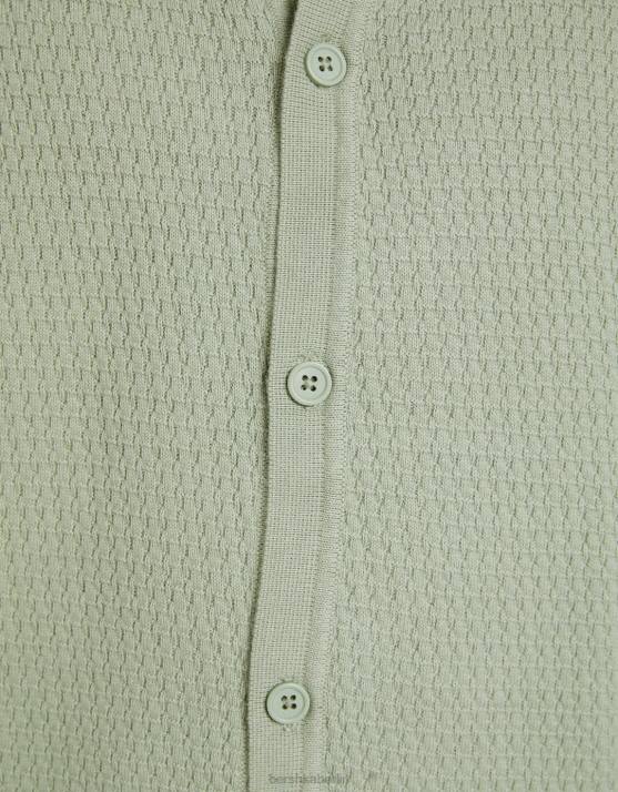 Grün Bershka Männer Strukturiertes Kurzarm-Strickhemd H00J2901