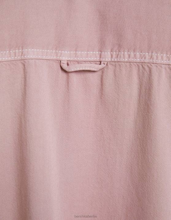 Rosa Bershka Männer übergroßes Kurzarmhemd H00J2916