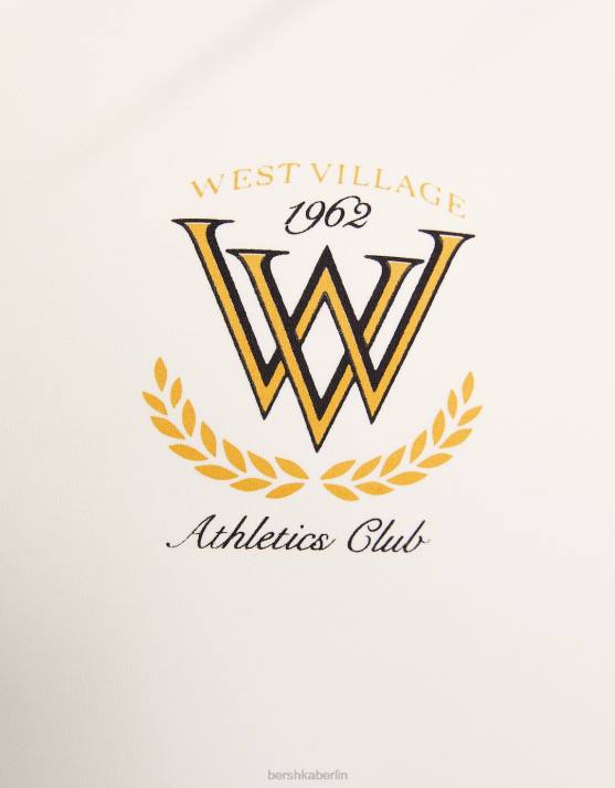 Weiss Bershka Männer Kurzarmhemd mit geripptem Kragen H00J2940