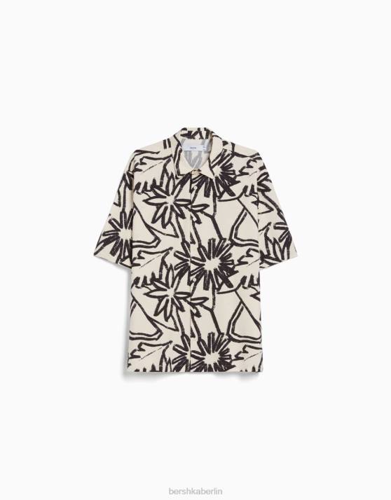 andere Bershka Männer Kurzarmhemd mit rustikalem Aufdruck H00J2892