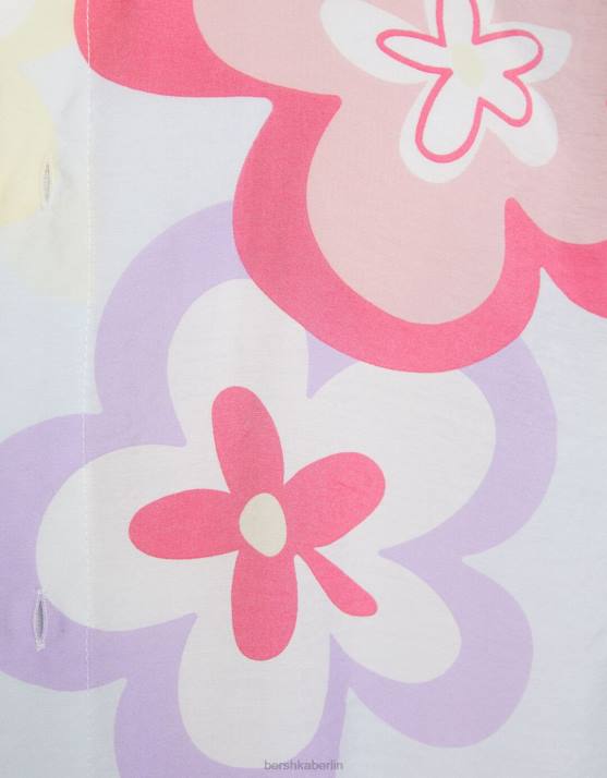 hellblau Bershka Männer Kurzarmhemd mit Blumendruck H00J2869