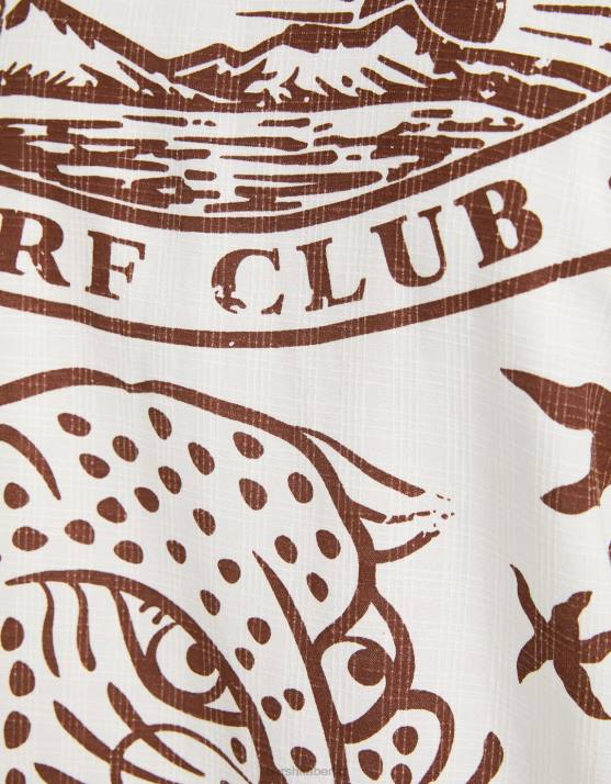 nicht-gerade weiss Bershka Männer Kurzarmhemd mit rustikalem Aufdruck H00J2889