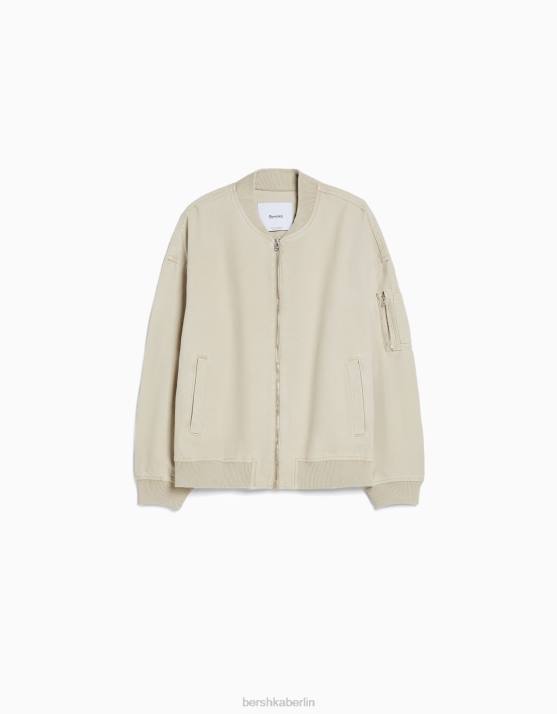 Beige Bershka Männer Bomberjacke aus Baumwolle H00J3104