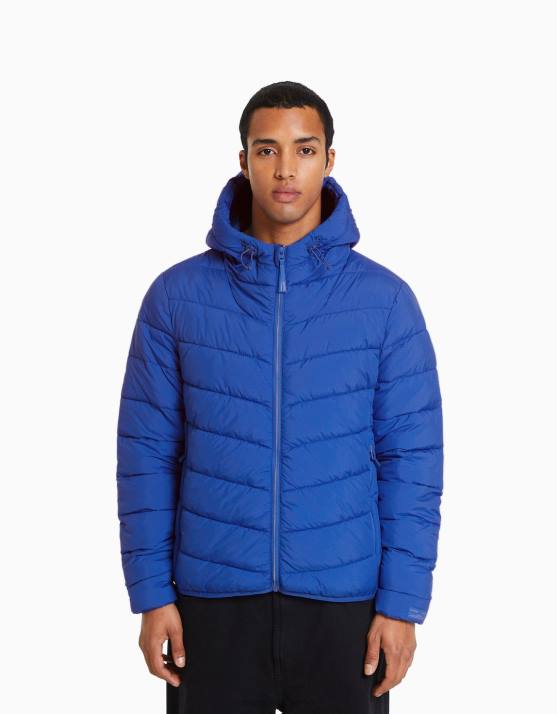 Blau Bershka Männer leichte Pufferjacke H00J3079