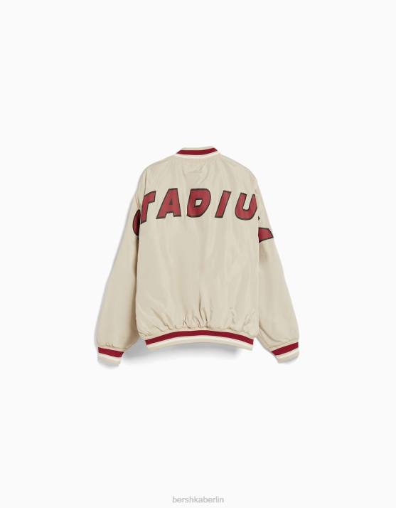 Creme Bershka Männer Bedruckte, gesteppte Bomberjacke H00J3106