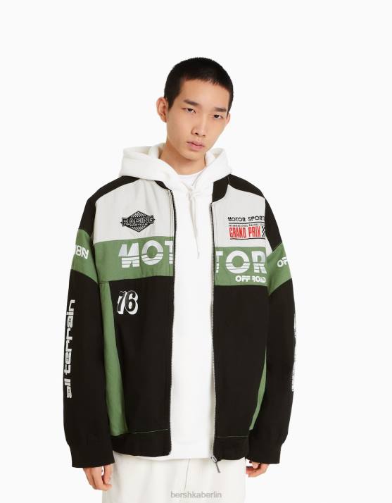 Grün Bershka Männer Denim-Rennjacke H00J3044