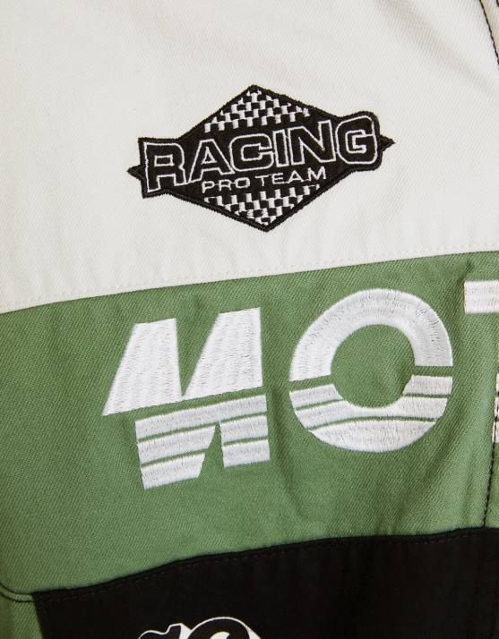 Grün Bershka Männer Denim-Rennjacke H00J3044