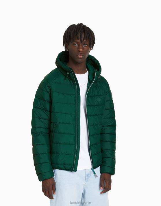 Grün Bershka Männer leichte Pufferjacke H00J3063