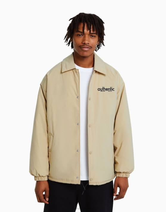 Kamel Bershka Männer Jacke mit Rückendruck H00J3049