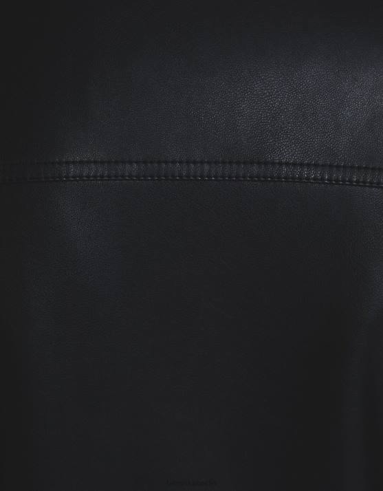 Schwarz Bershka Männer Bikerjacke aus Kunstleder H00J3084