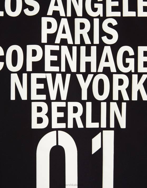 Schwarz Bershka Männer Jacke mit Rückendruck H00J3048