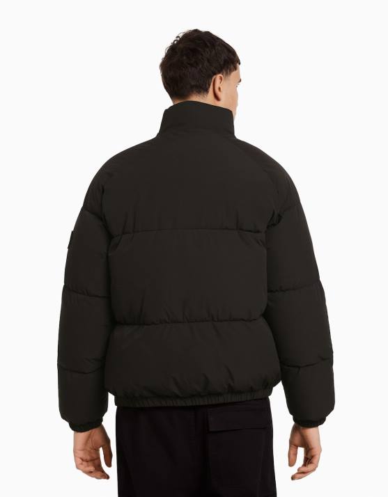 Schwarz Bershka Männer Pufferjacke H00J3069