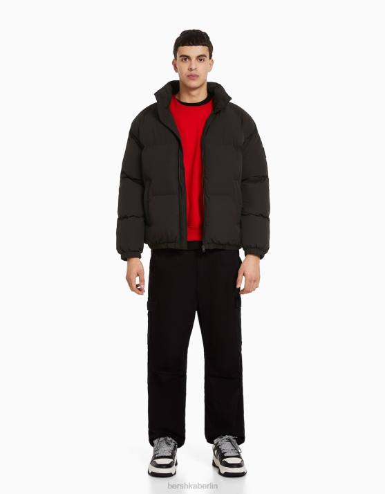 Schwarz Bershka Männer Pufferjacke H00J3069