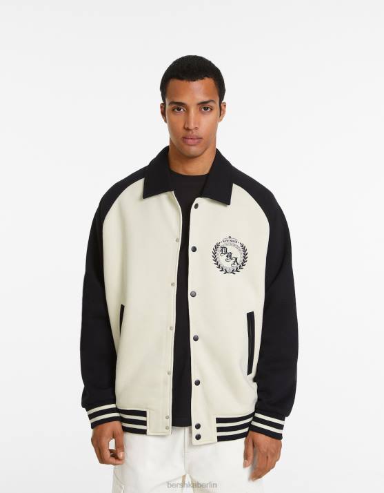 Schwarz Bershka Männer kontrastierende Stoffjacke H00J3097