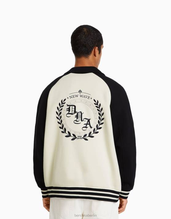 Schwarz Bershka Männer kontrastierende Stoffjacke H00J3097