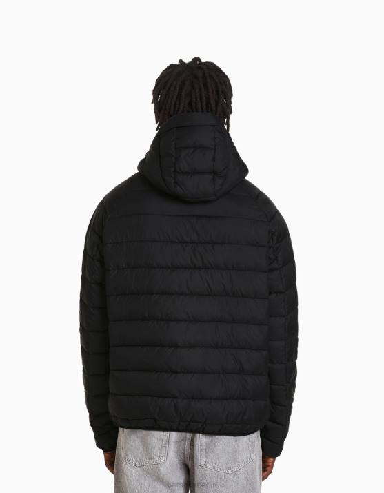 Schwarz Bershka Männer leichte Pufferjacke H00J3061
