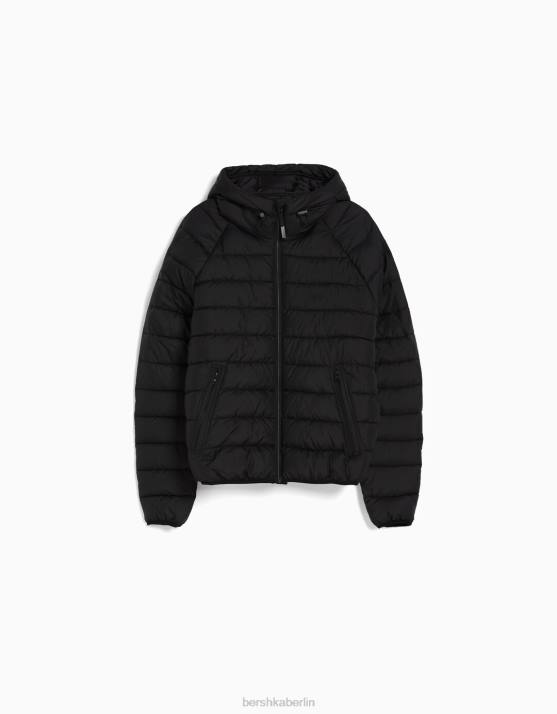 Schwarz Bershka Männer leichte Pufferjacke H00J3061