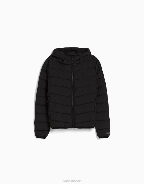 Schwarz Bershka Männer leichte Pufferjacke H00J3081