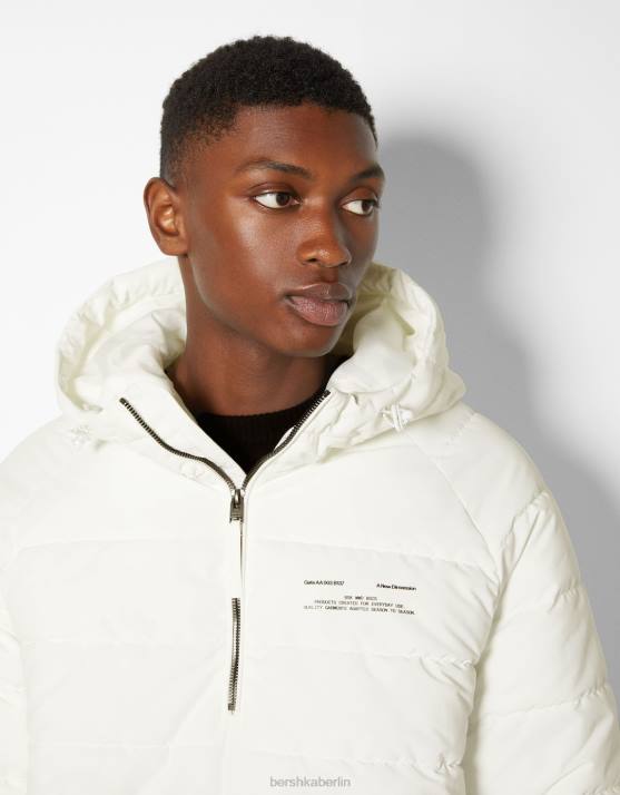 Weiss Bershka Männer Steppjacke mit Beuteltasche H00J3060