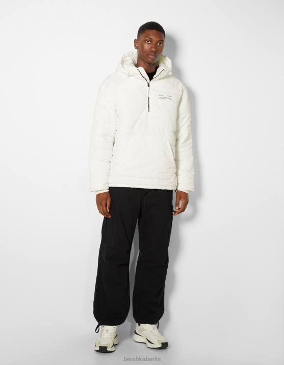 Weiss Bershka Männer Steppjacke mit Beuteltasche H00J3060