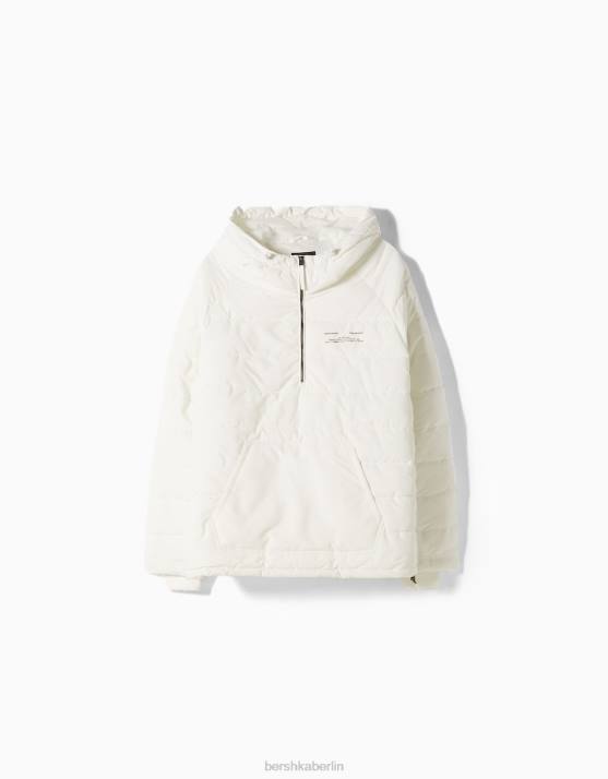 Weiss Bershka Männer Steppjacke mit Beuteltasche H00J3060