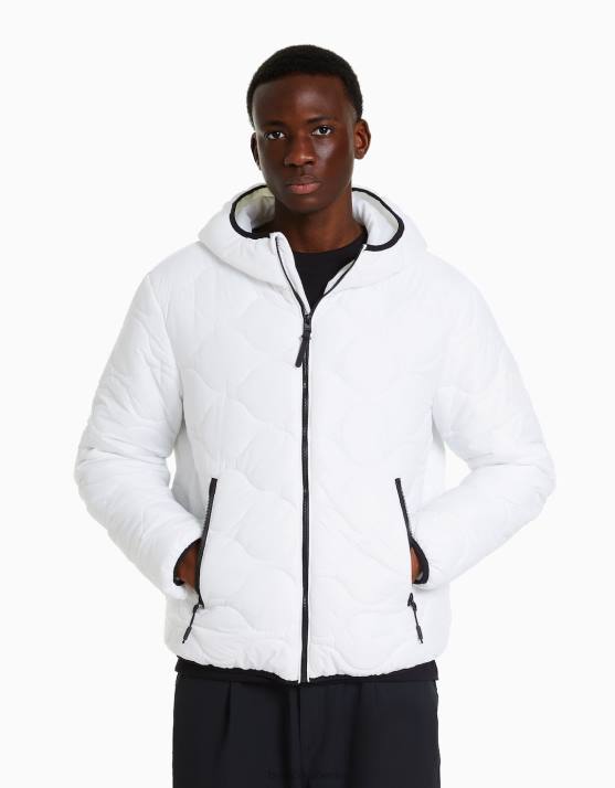 Weiss Bershka Männer leichte Pufferjacke H00J3057