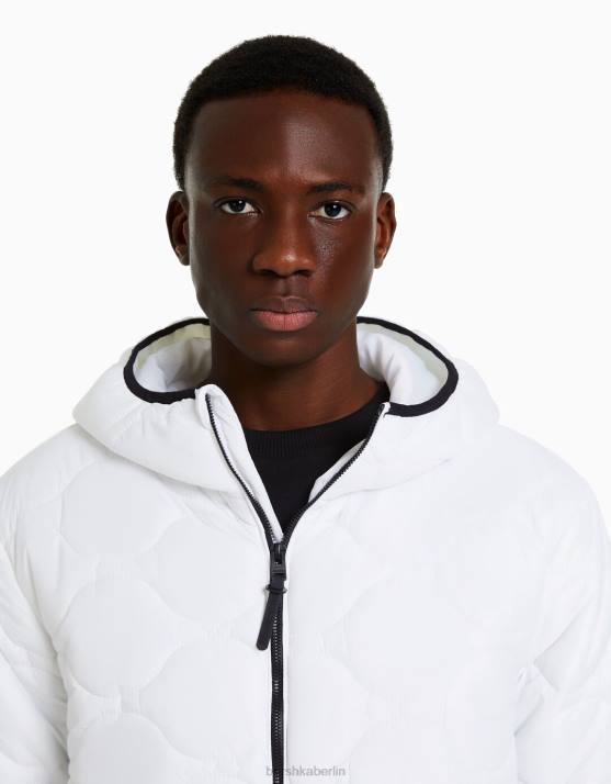 Weiss Bershka Männer leichte Pufferjacke H00J3057