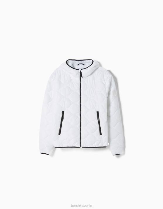 Weiss Bershka Männer leichte Pufferjacke H00J3057