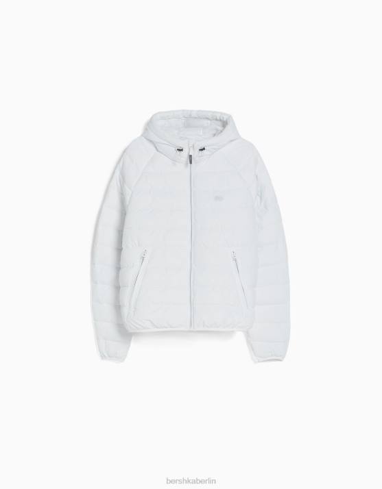 Weiss Bershka Männer leichte Pufferjacke H00J3062