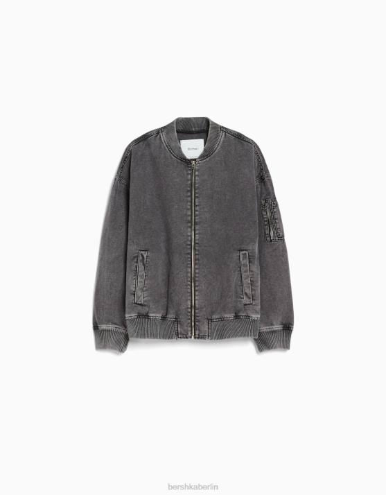 dunkelgrau Bershka Männer Bomberjacke aus Baumwolle H00J3103