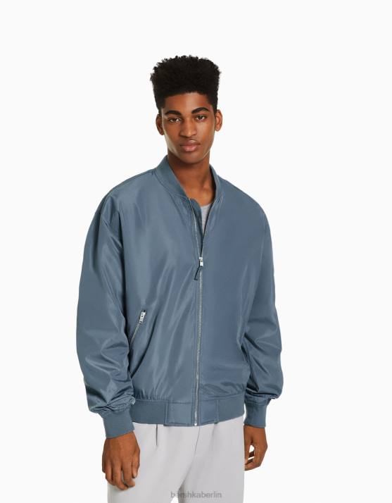 dunkelgrau Bershka Männer leichte technische Bomberjacke H00J3041