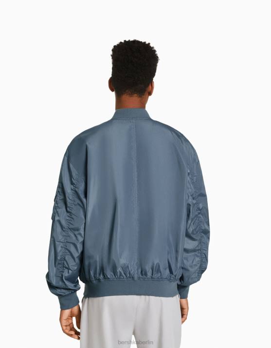 dunkelgrau Bershka Männer leichte technische Bomberjacke H00J3041