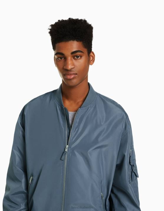 dunkelgrau Bershka Männer leichte technische Bomberjacke H00J3041