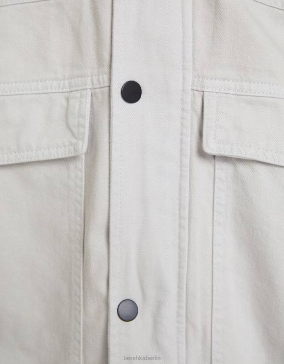 grau Bershka Männer Jeans-Fallschirmjacke mit Kapuze H00J3075