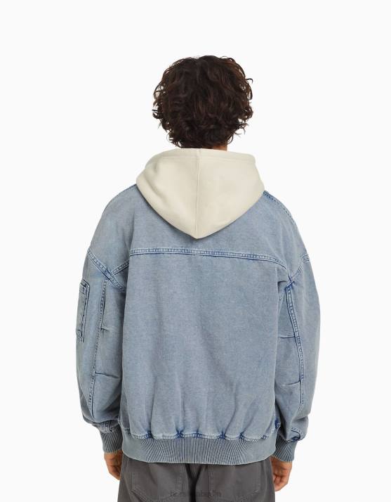 hellblau Bershka Männer Bomberjacke aus Baumwolle H00J3105