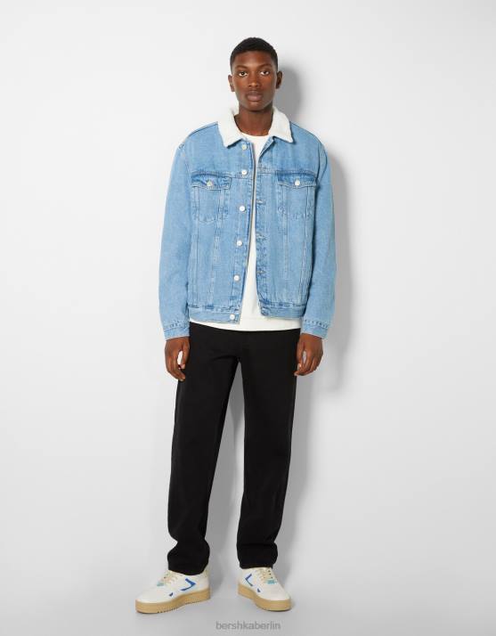 hellblau Bershka Männer Jeansjacke mit Fleecefutter H00J3102